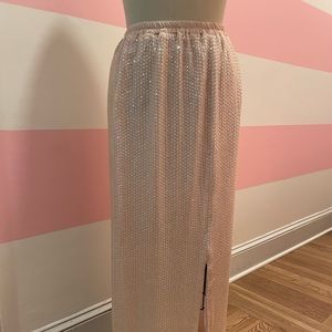 Vintage light pink sequin maxi skirt with slit